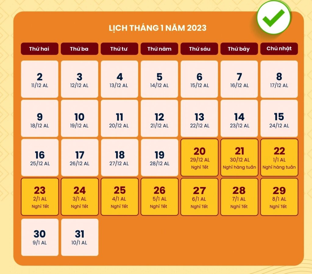 Thông báo lịch nghỉ Tết Dương Lịch và Tết Âm Lịch 2023 - Giang Đại Kim - lich nghi tet am lich 2023 gdk - giangdaikim.com.vn